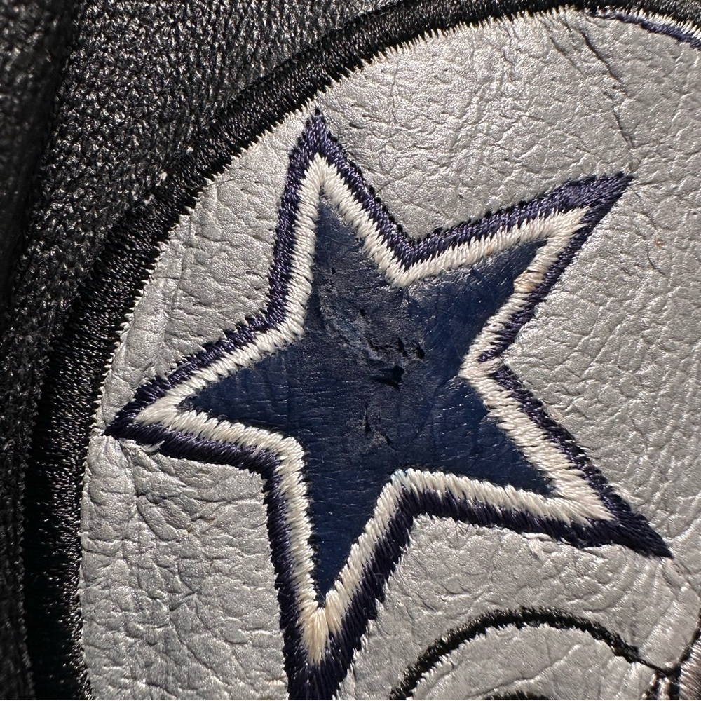 Vintage Carl Banks Dallas Cowboys Black Silver Blue Leather Bomber Jacket XL - Picture 9 of 16